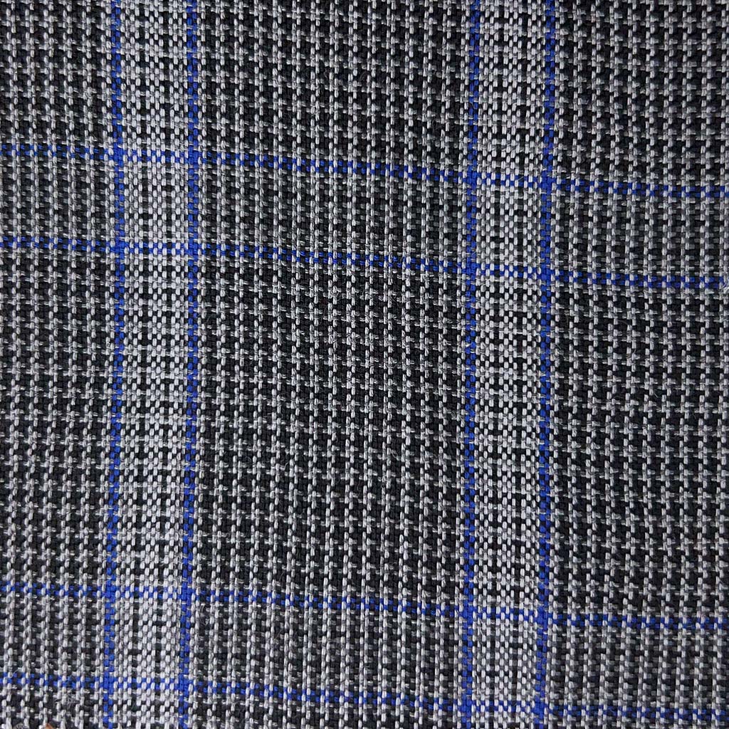 Westwood Hart Online Custom Hand Tailor Suits Sportcoats Trousers Waistcoats Overcoats Dark Grey Houndstooth With Blue Plaid