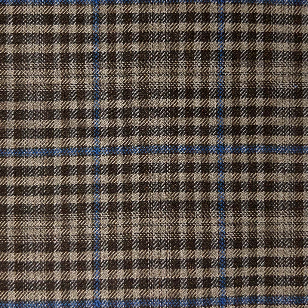 Westwood Hart Online Custom Hand Tailor Suits Sportcoats Trousers Waistcoats Overcoats Tan Brown With Blue Windowpane