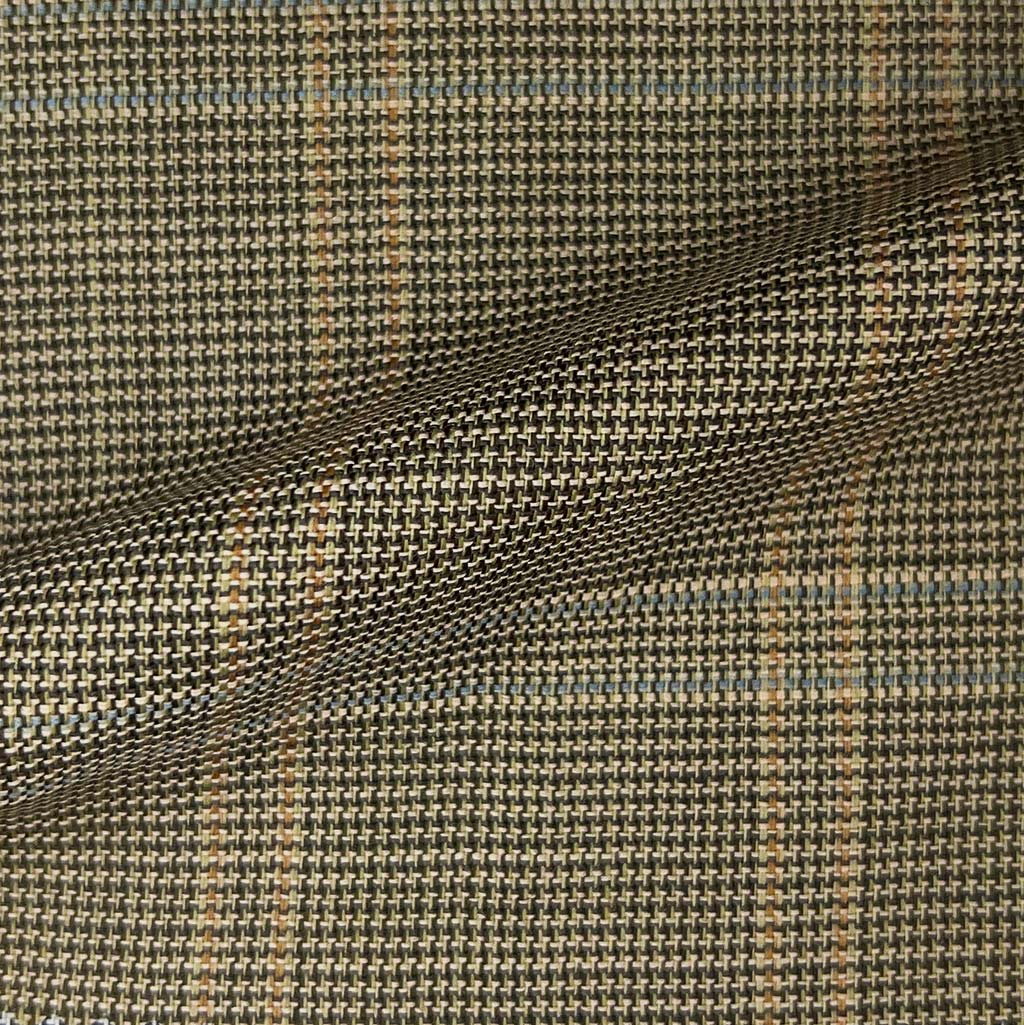 Westwood Hart Online Custom Hand Tailor Suits Sportcoats Trousers Waistcoats Overcoats Tan Houndstooth With Fine Orange Windowpane