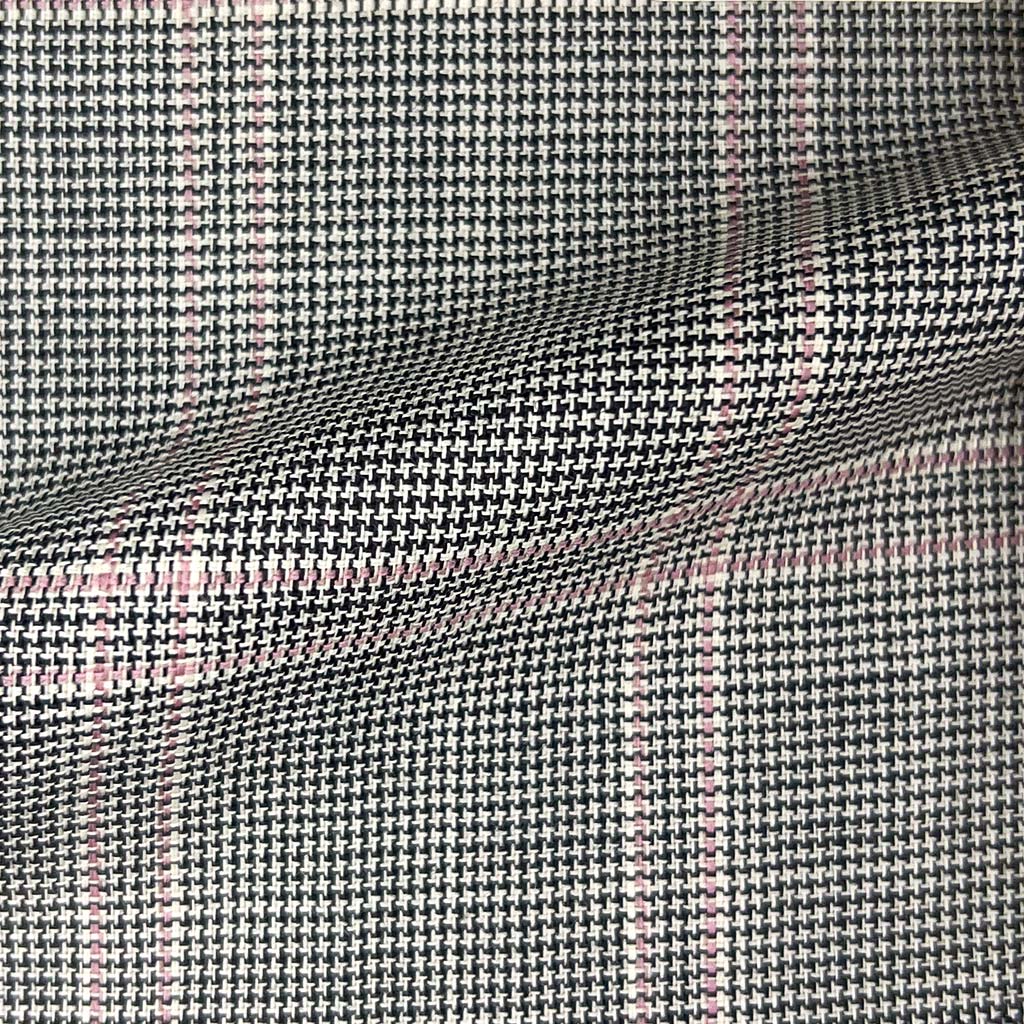 Westwood Hart Online Custom Hand Tailor Suits Sportcoats Trousers Waistcoats Overcoats Grey Houndstooth With Pink Windowpane
