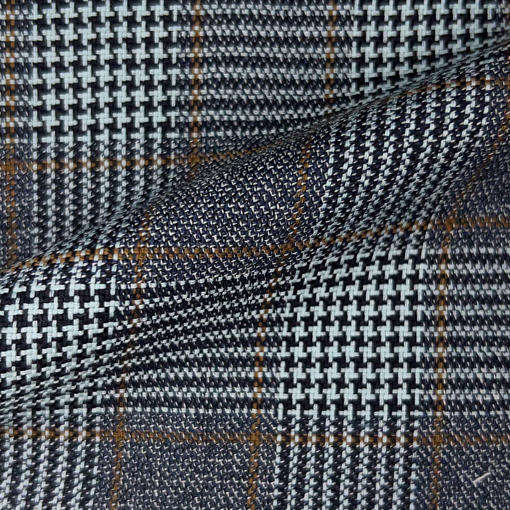 Westwood Hart Online Custom Hand Tailor Suits Sportcoats Trousers Waistcoats Overcoats Dark Grey Prince Of Wales Plaid With Brown Windowpane