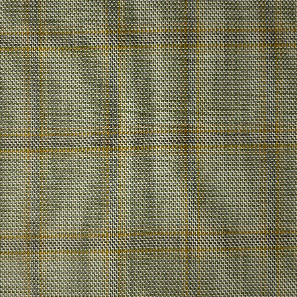 Westwood Hart Online Custom Hand Tailor Suits Sportcoats Trousers Waistcoats Overcoats Dark Khaki With Tan And Blue Windowpane