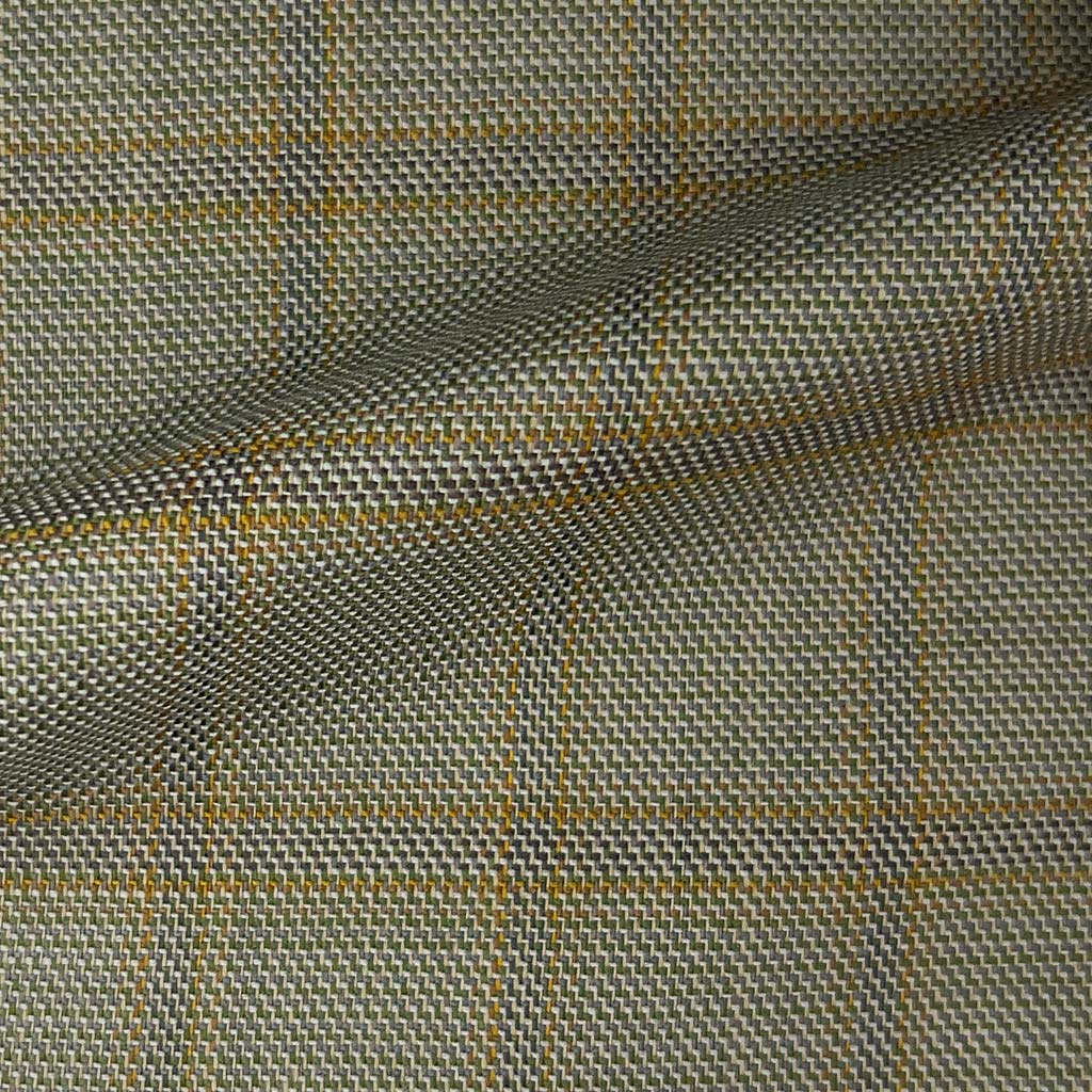 Westwood Hart Online Custom Hand Tailor Suits Sportcoats Trousers Waistcoats Overcoats Dark Khaki With Tan And Blue Windowpane