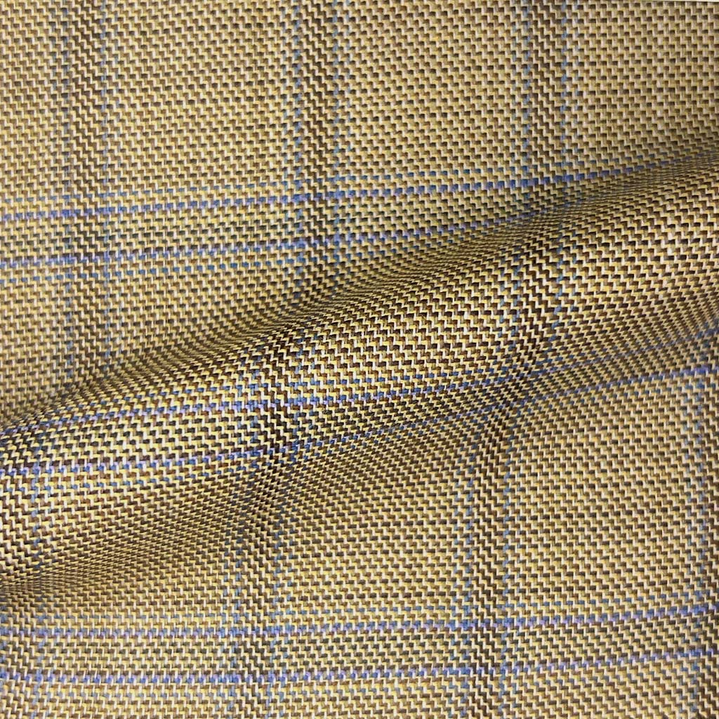 Westwood Hart Online Custom Hand Tailor Suits Sportcoats Trousers Waistcoats Overcoats Tan With Blue Windowpane