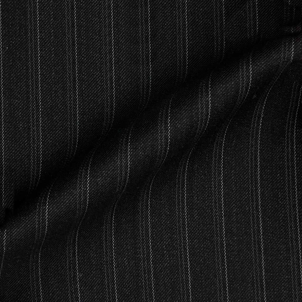 Super 150s Wool Fabric 24 Shadow Stripe Black on Black, by the yard