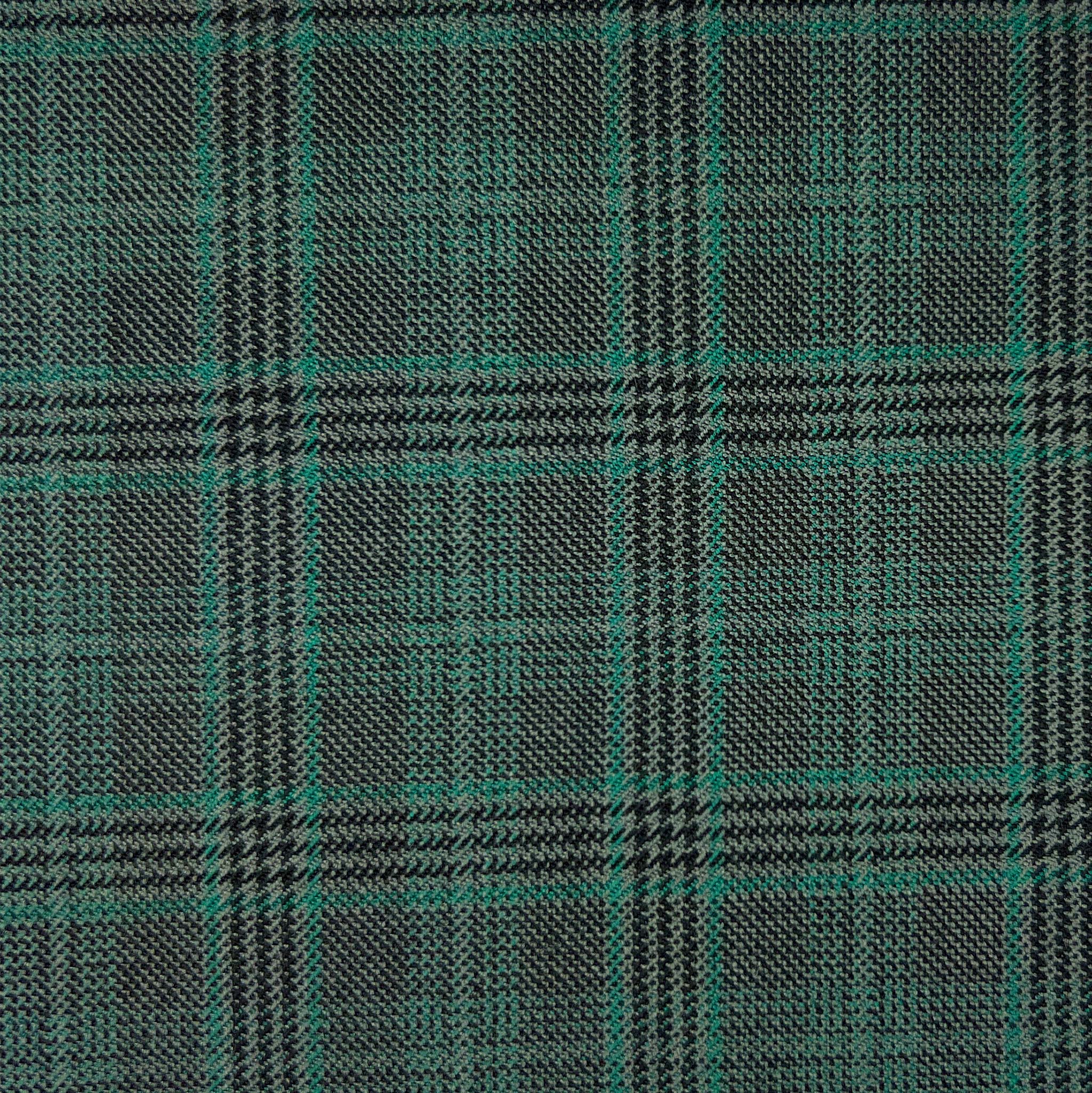 Westwood Hart Online Custom Hand Tailor Suits Sportcoats Trousers Waistcoats Overcoats Dark Hunter Green Plaid Black Windowpane