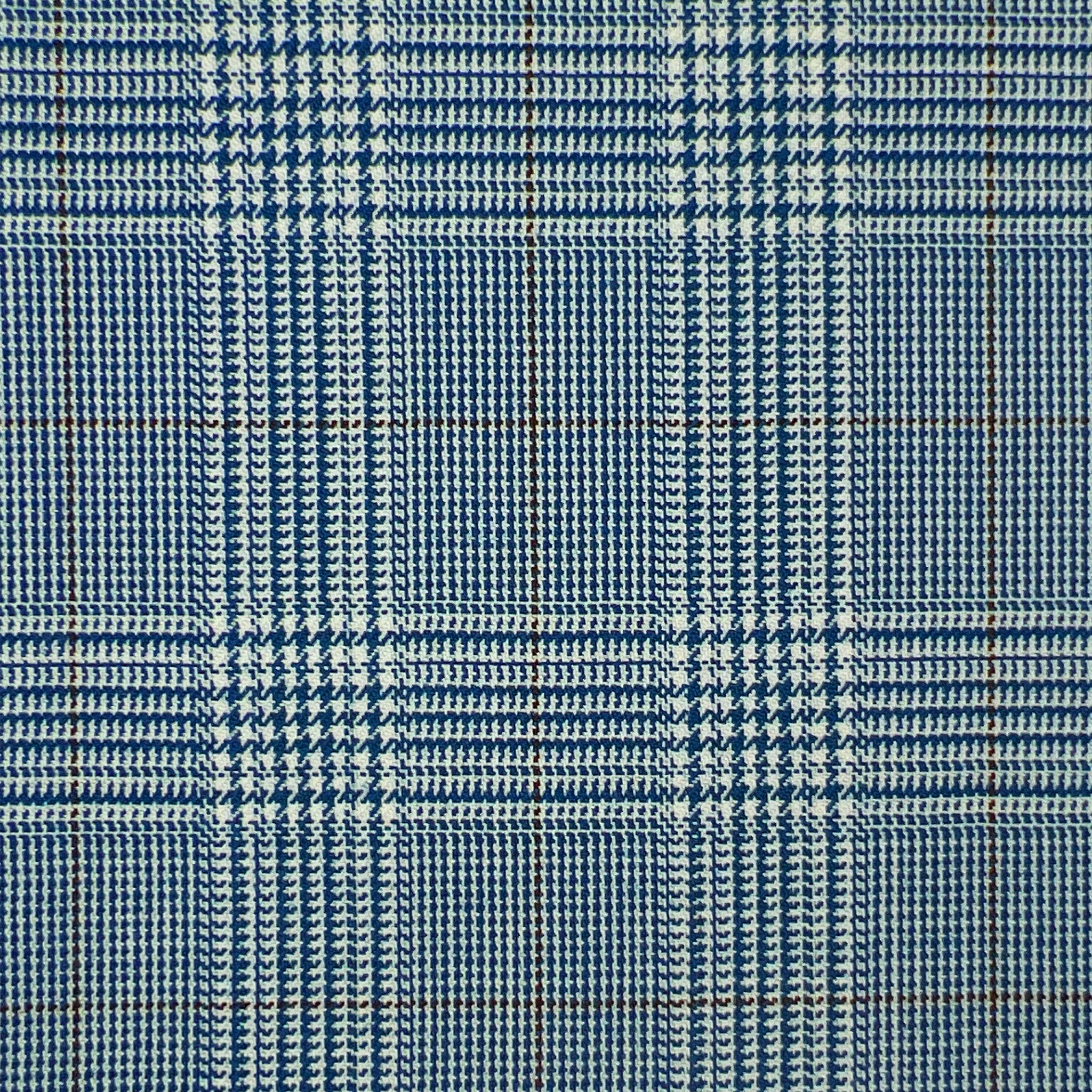 Westwood Hart Online Custom Hand Tailor Suits Sportcoats Trousers Waistcoats Overcoats Steel Grey Black White Prince Of Wales Plaid Medium Blue Windowpane