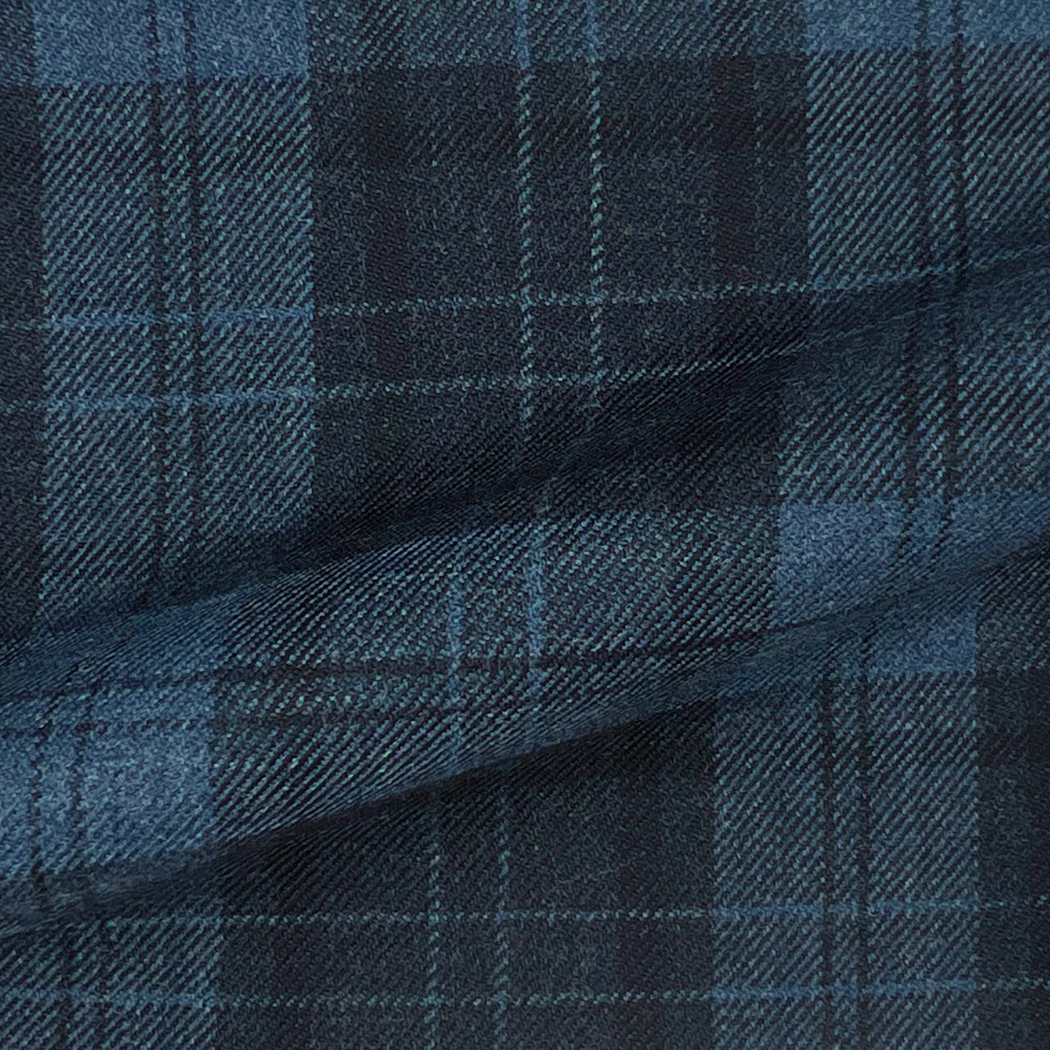 Westwood Hart Online Custom Hand Tailor Suits Sportcoats Trousers Waistcoats Overcoats Steel Blue Prince Of Wales Plaid Black Windowpane