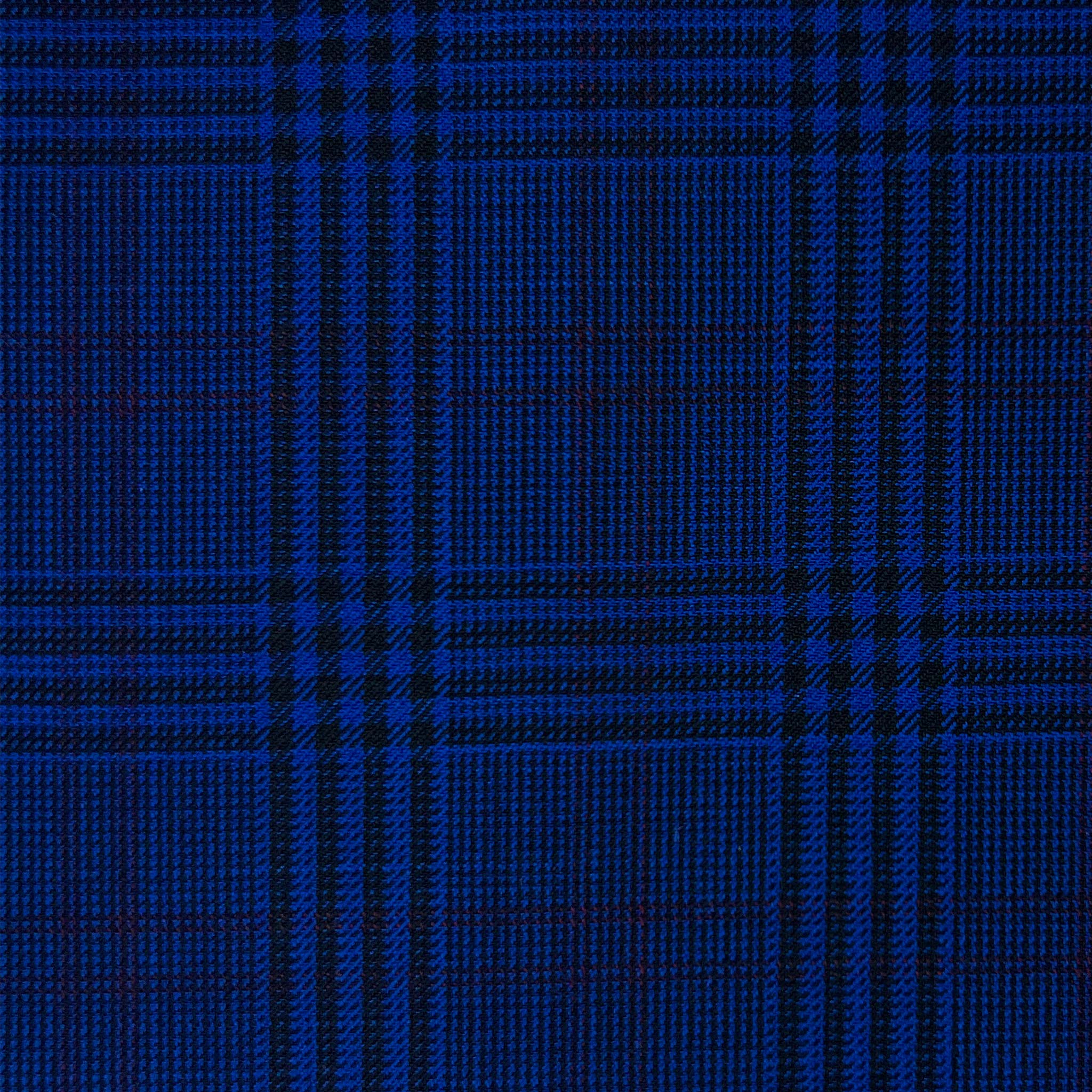 Royal Blue Prince Of Wales Plaid Red Windowpane Wool Menswear Suit