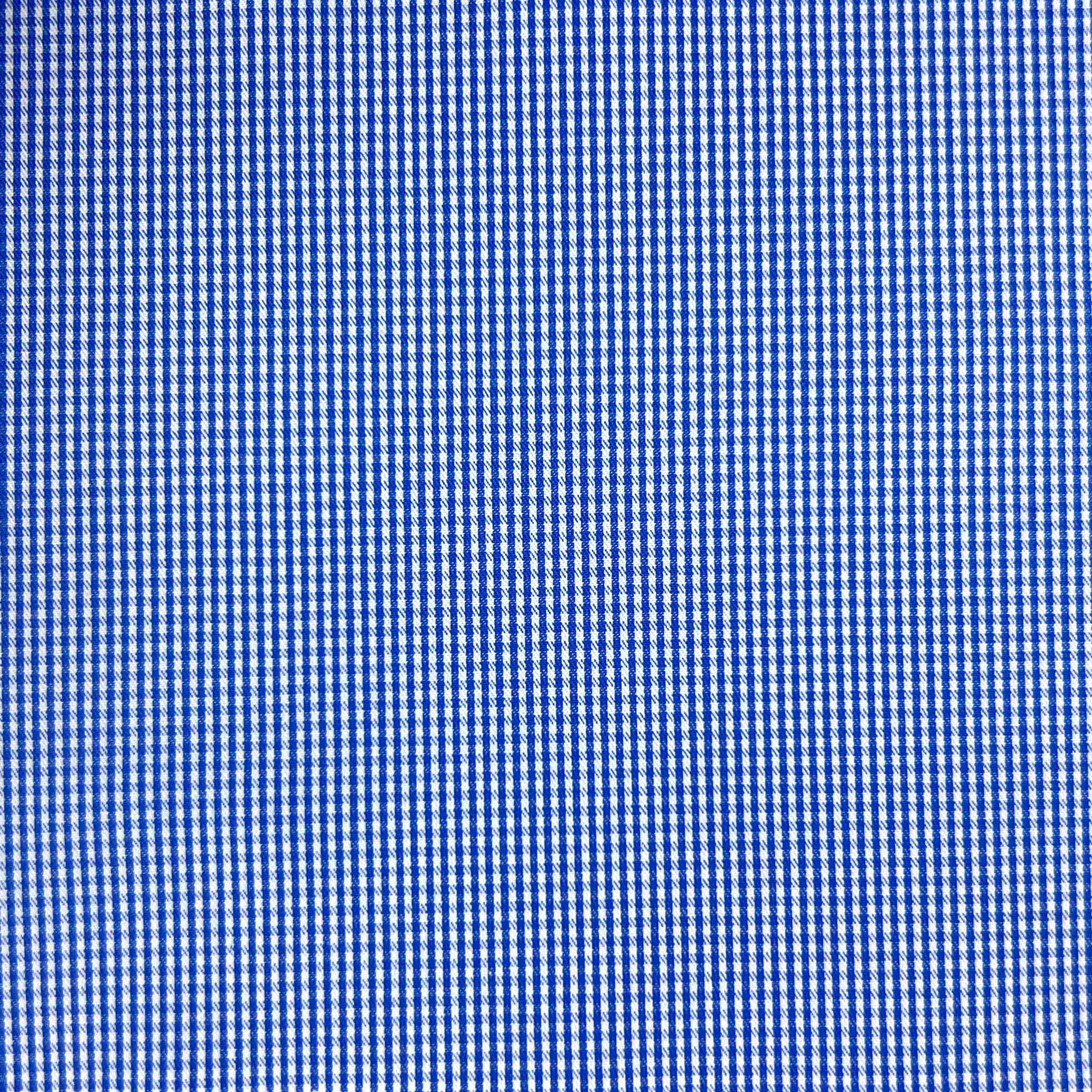 Medium Blue Fine Micro Grid Checks Giza 45 Egyptian Cotton Dress Shirt Cloth