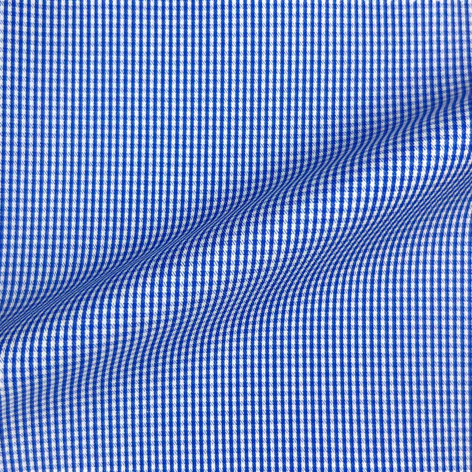 Medium Blue Fine Micro Grid Checks Giza 45 Egyptian Cotton Dress Shirt Cloth