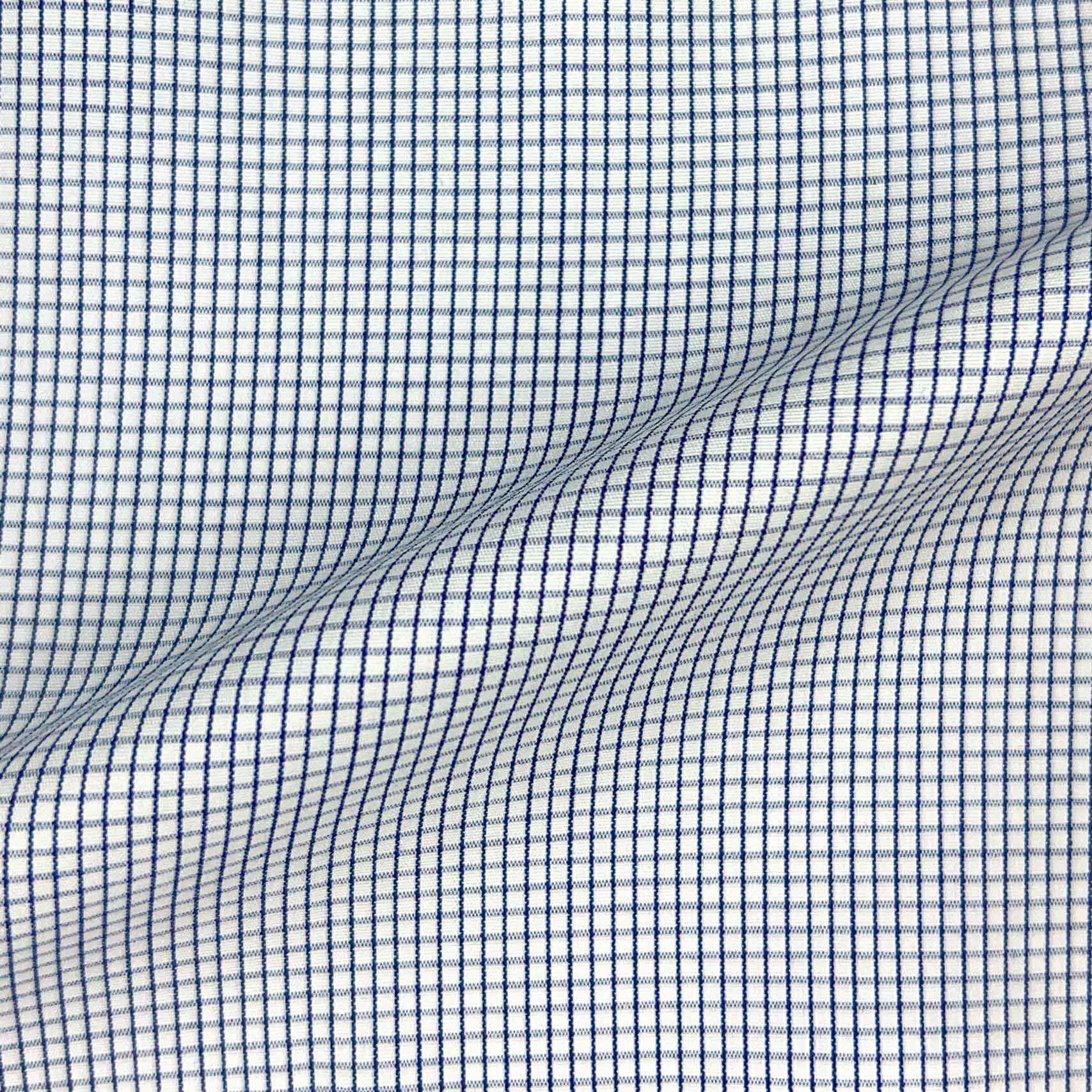 Navy Fine Mini Grid Checks Giza 45 Egyptian Cotton Dress Shirt Cloth