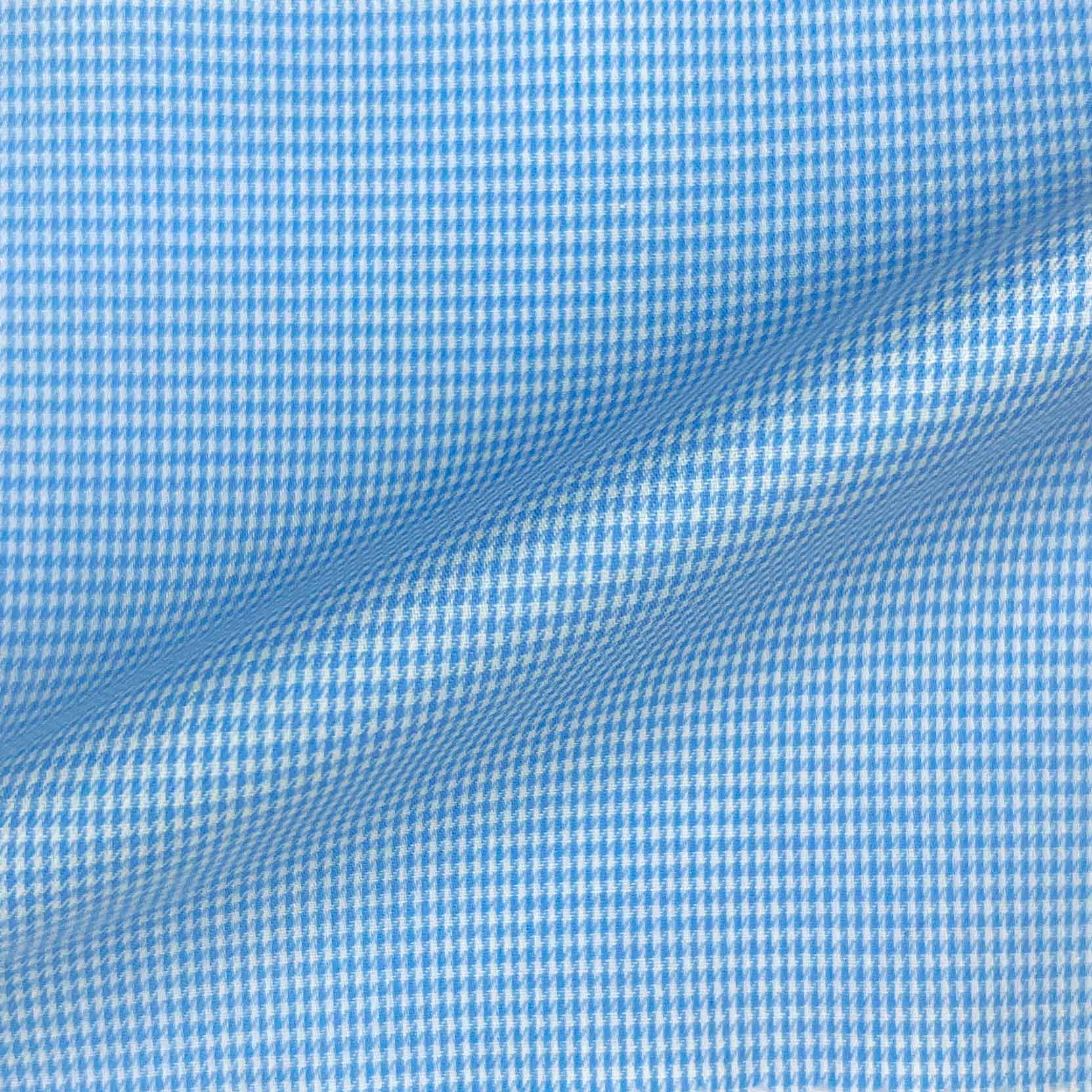 Sky Blue Micro Houndstooth Giza 45 Egyptian Cotton Dress Shirt Cloth