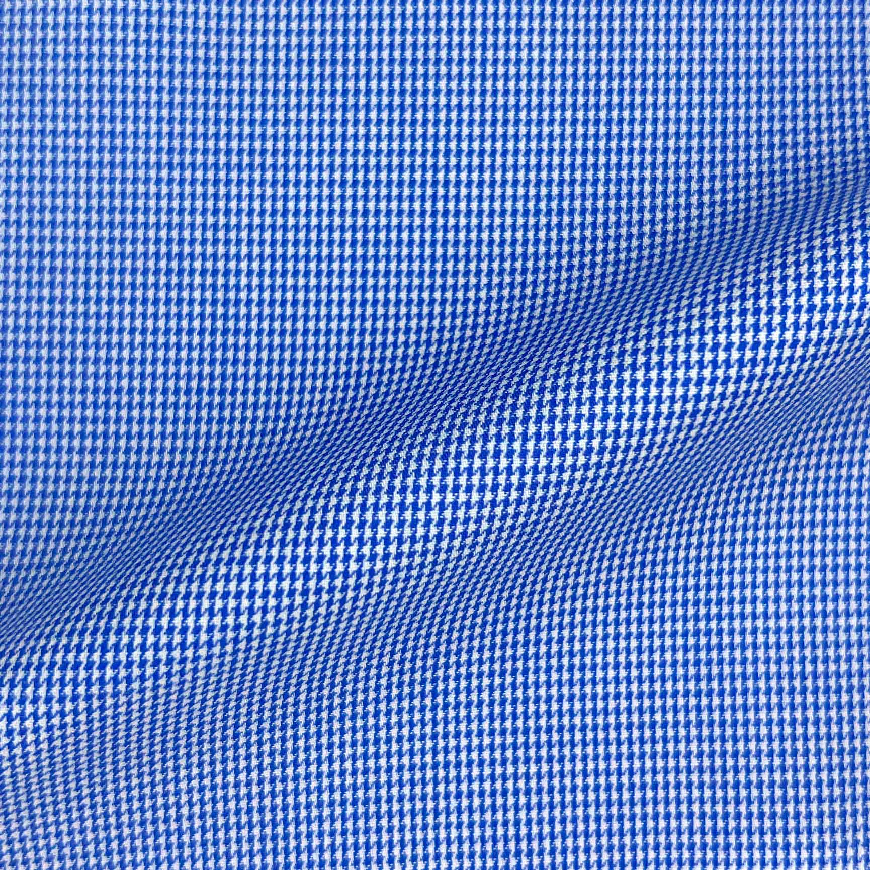 Medium Blue Micro Houndstooth Giza 45 Egyptian Cotton Dress Shirt Cloth