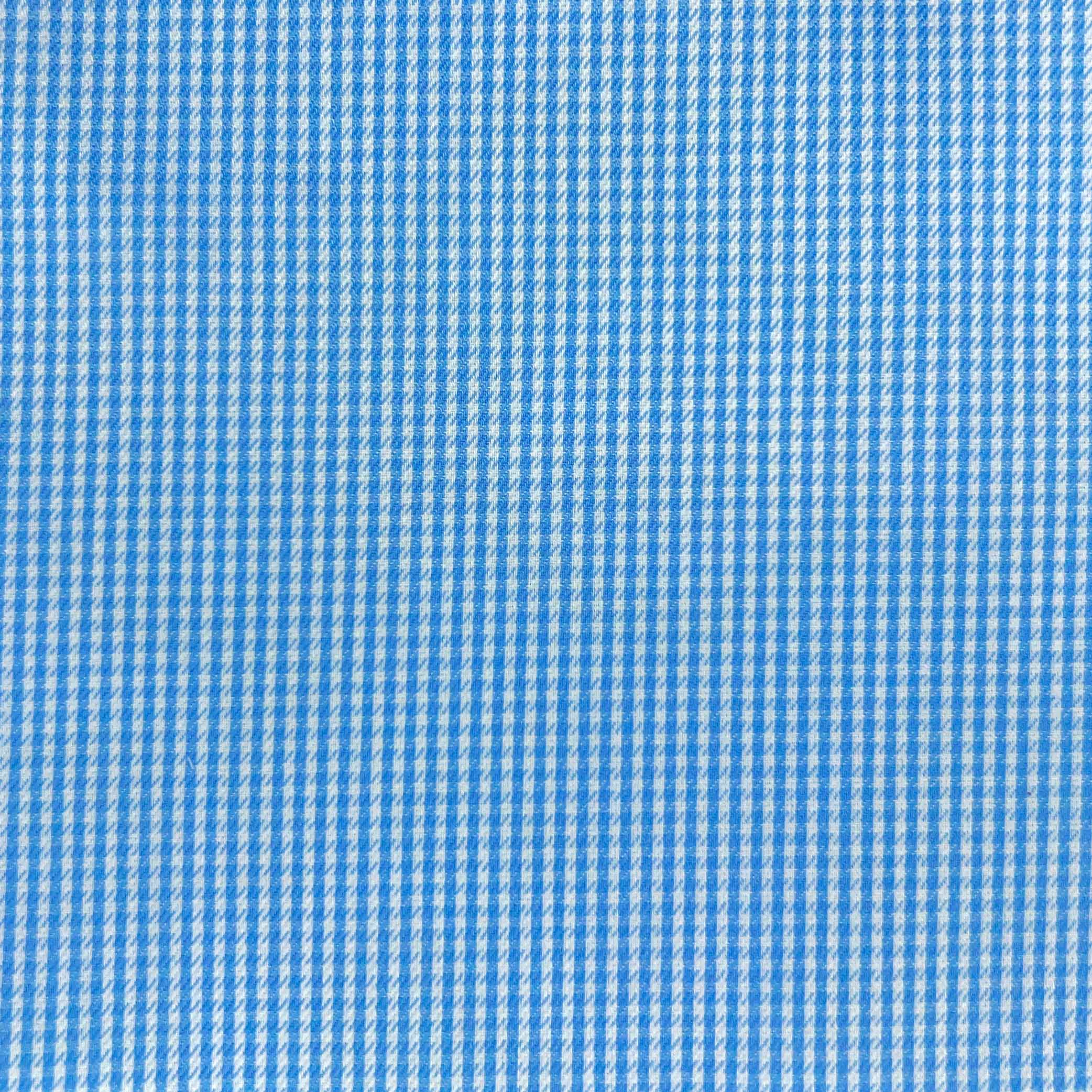 Medium Blue Micro Grid Check Giza 45 Egyptian Cotton Dress Shirt Cloth