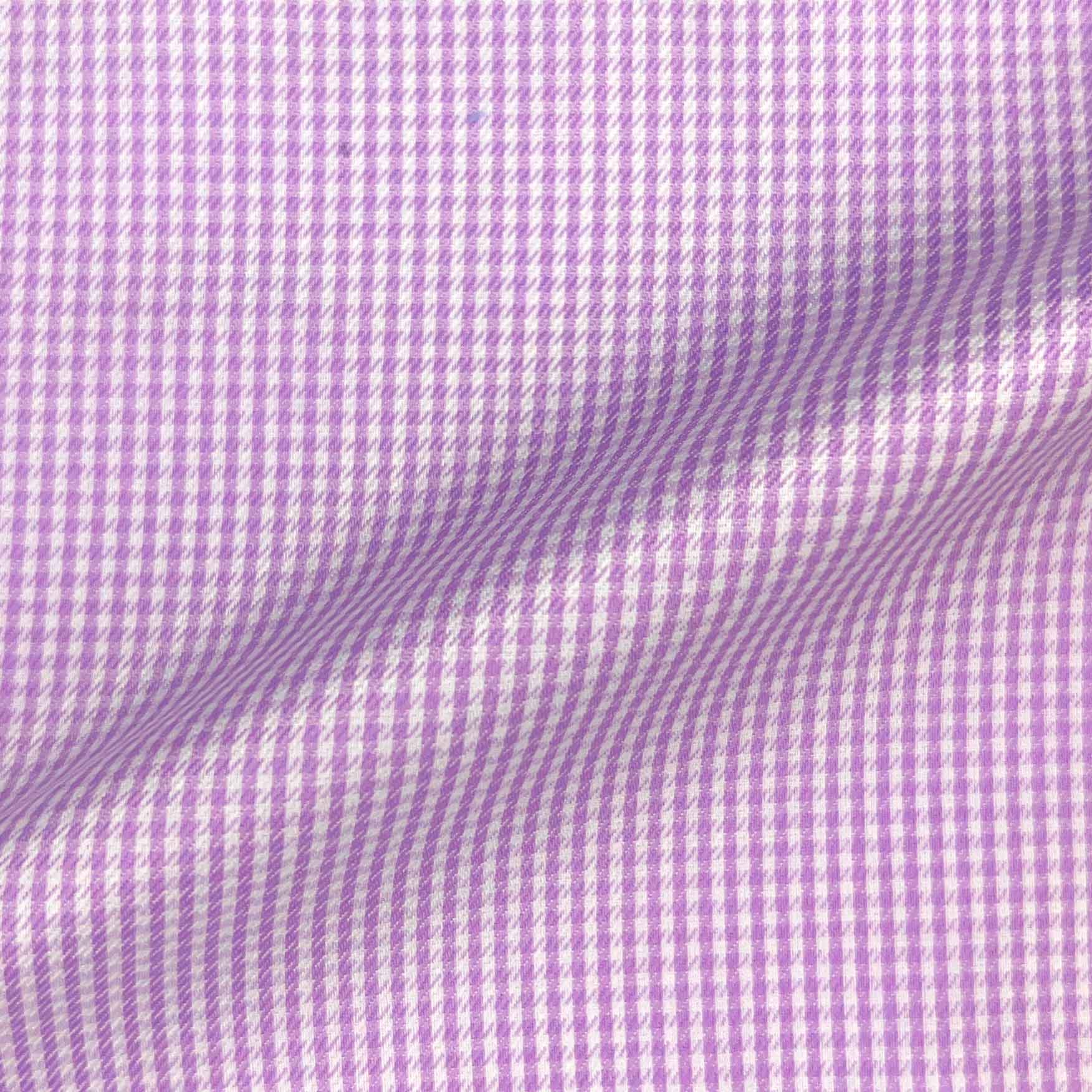 Lavender Micro Grid Check Giza 45 Egyptian Cotton Dress Shirt Cloth
