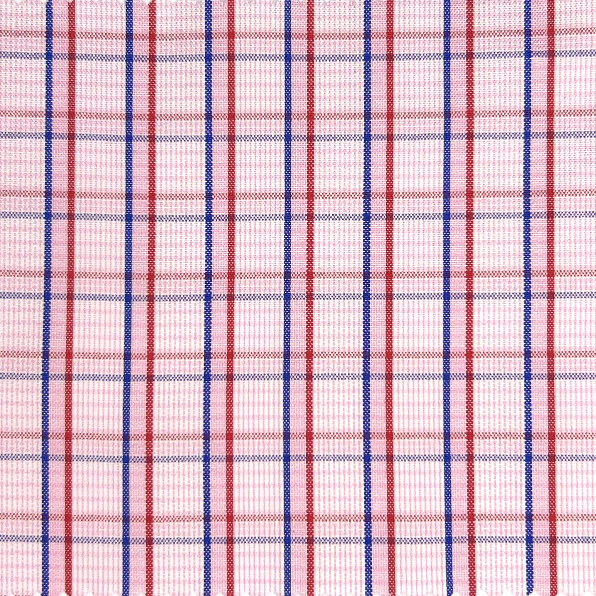 Pink Grid Check Giza 45 Egyptian Cotton Dress Shirt Cloth
