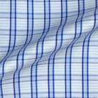 Blue Grid Check Giza 45 Egyptian Cotton Dress Shirt Cloth