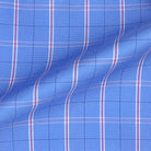 Blue With Pink Check Giza 45 Egyptian Cotton Dress Shirt Cloth