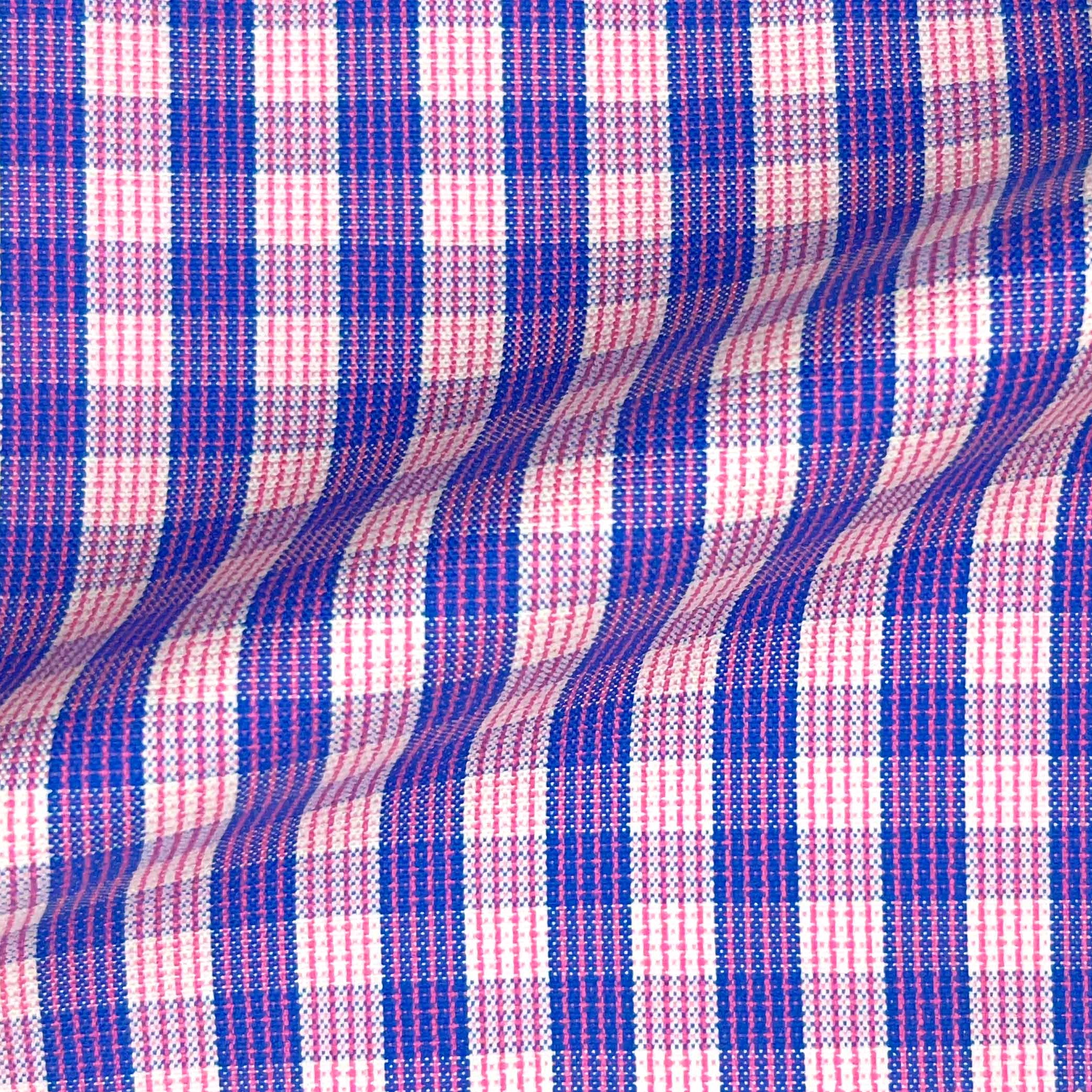 Pink w/ Royal Blue Giza 45 Egyptian Cotton Dress Shirt Cloth
