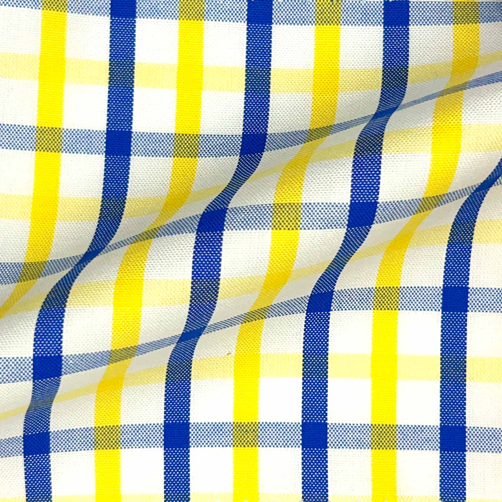 Navy Blue w/ Neon Yellow Giza 45 Egyptian Cotton Dress Shirt Cloth