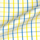 Medium Blue w/ Neon Yellow Giza 45 Egyptian Cotton Dress Shirt Cloth