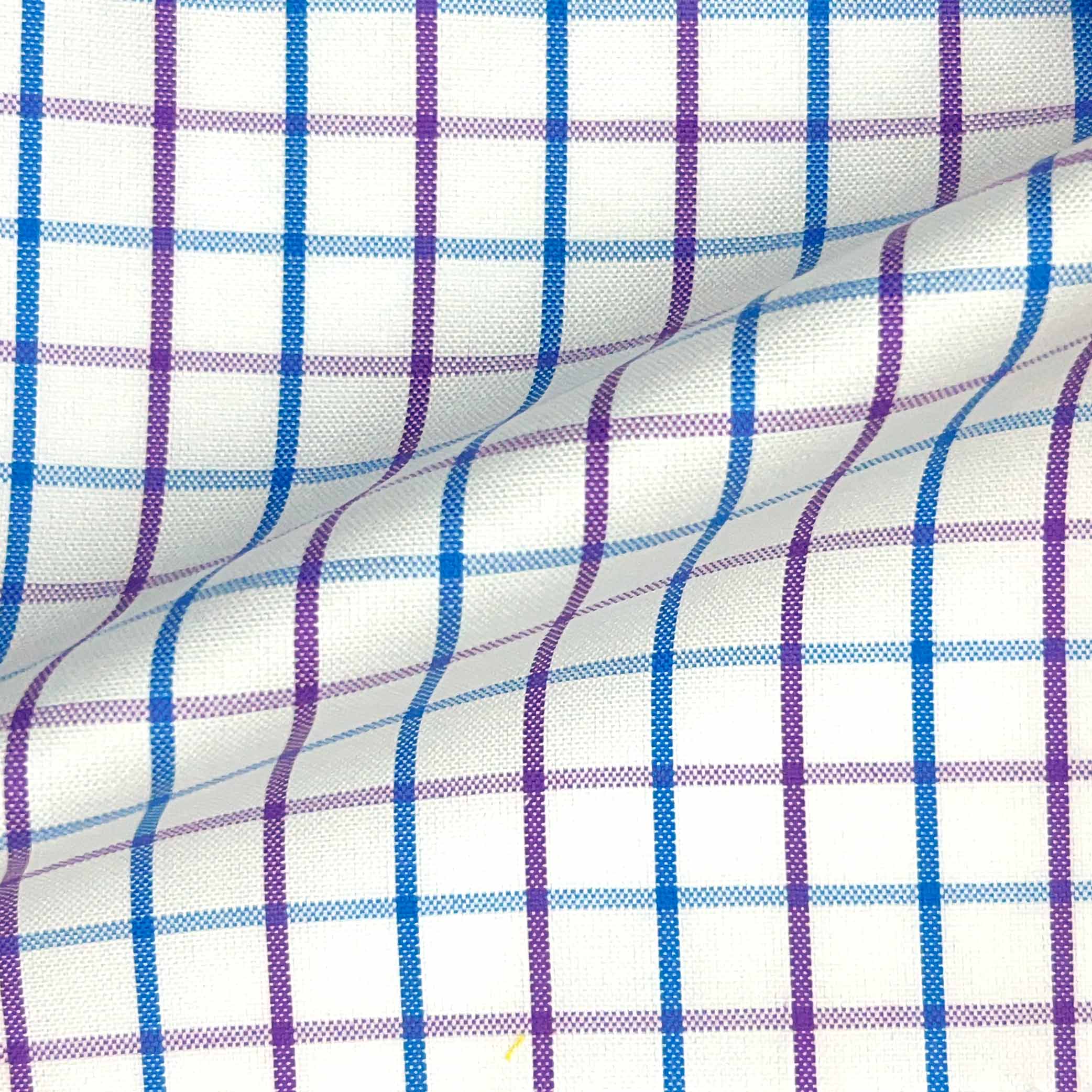 Medium Blue w/ Purple Giza 45 Egyptian Cotton Dress Shirt Cloth