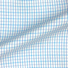 Sky Blue Mini Grid Check Giza 45 Egyptian Cotton Dress Shirt Cloth