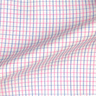Pink w/ Navy Blue Mini Grid Check Giza 45 Egyptian Cotton Dress Shirt Cloth