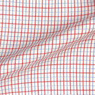 Red w/ Navy Blue Mini Grid Check Giza 45 Egyptian Cotton Dress Shirt Cloth