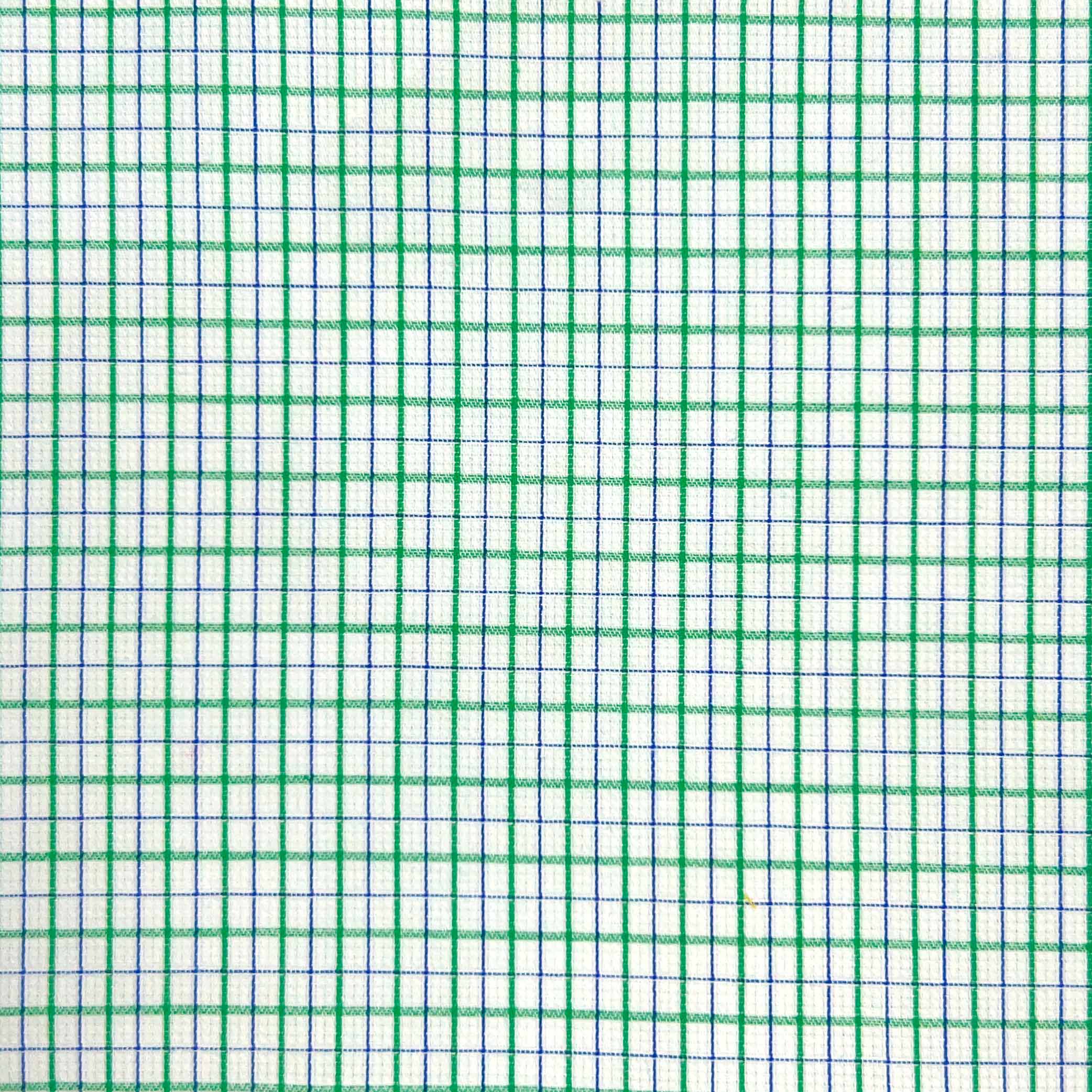 Emerald Green w/ Navy Blue Mini Grid Check Giza 45 Egyptian Cotton Dress Shirt Cloth