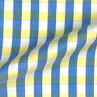 Blue w/ Yellow Mini Grid Check Giza 45 Egyptian Cotton Dress Shirt Cloth