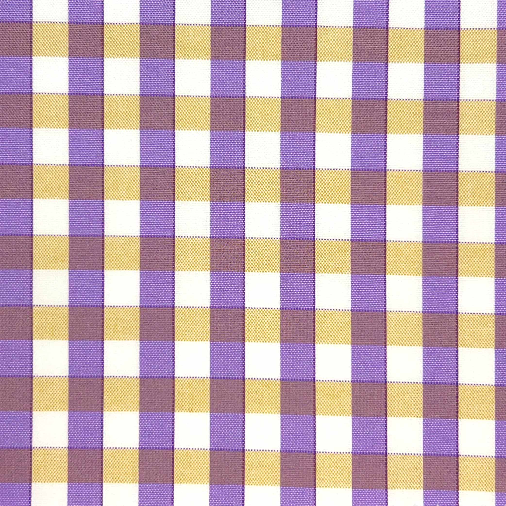 Purple Tan Mini Grid Check Giza 45 Egyptian Cotton Dress Shirt Cloth