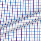 Blue Purple Grid Check Giza 45 Egyptian Cotton Dress Shirt Cloth