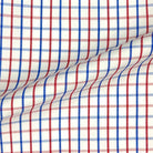Navy Blue Red Grid Check Giza 45 Egyptian Cotton Dress Shirt Cloth