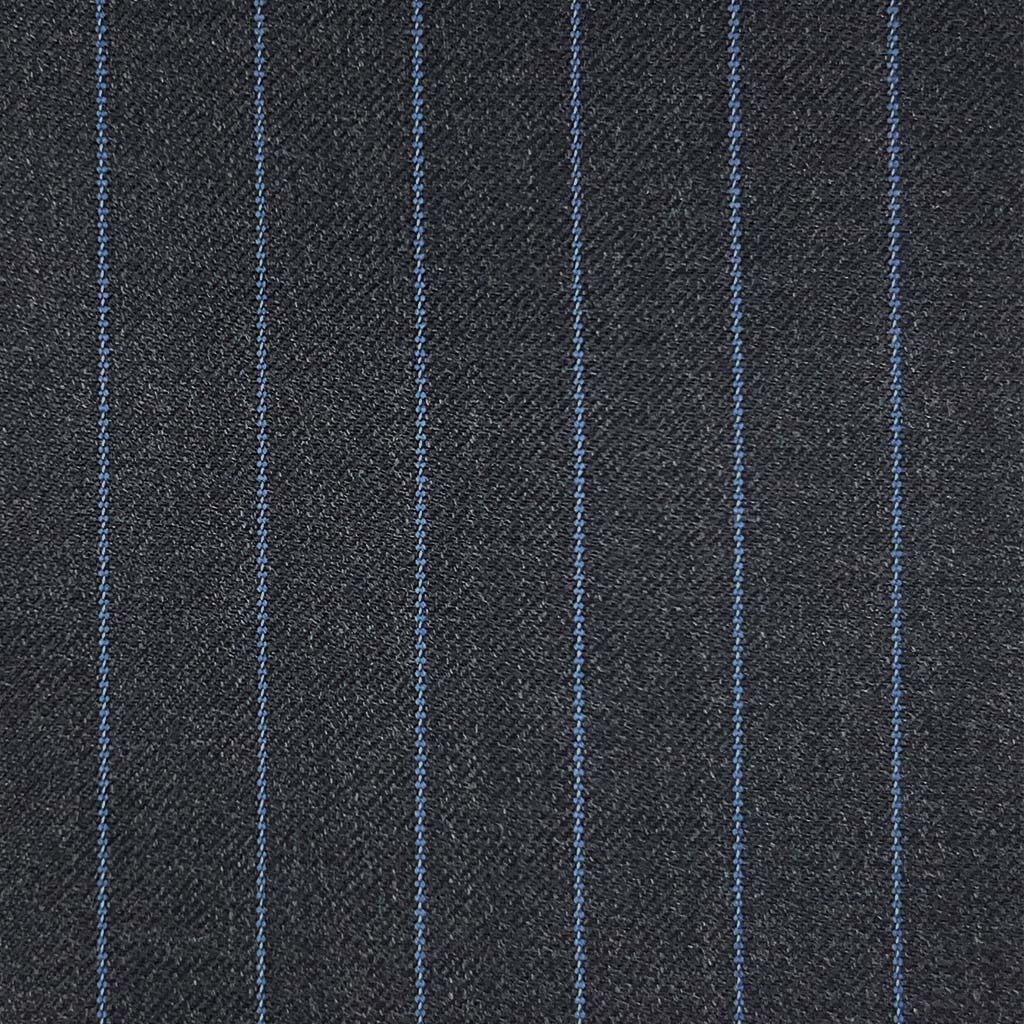 Westwood Hart Online Custom Hand Tailor Suits Sportcoats Trousers Waistcoats Overcoats Grey With Blue Pinstripes