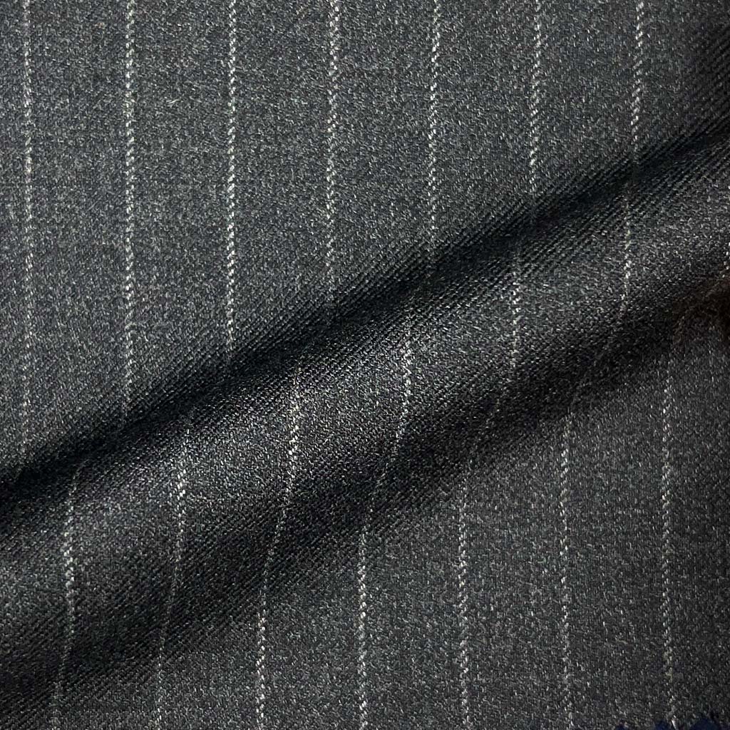 Loro Piana Four Seasons Super 130's Wool Westwood Hart Online Custom Hand Tailor Suits Sportcoats Trousers Waistcoats Overcoats Made To Measure Formalwear Tuxedo Grey Chalkstripes