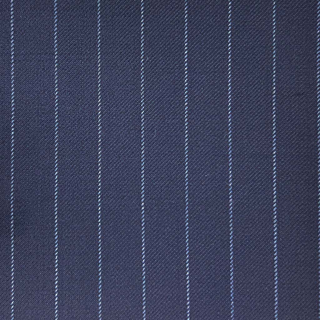 Loro Piana Four Seasons Super 130's Wool Westwood Hart Online Custom Hand Tailor Suits Sportcoats Trousers Waistcoats Overcoats Made To Measure Formalwear Tuxedo Midnight Blue Chalkstripes