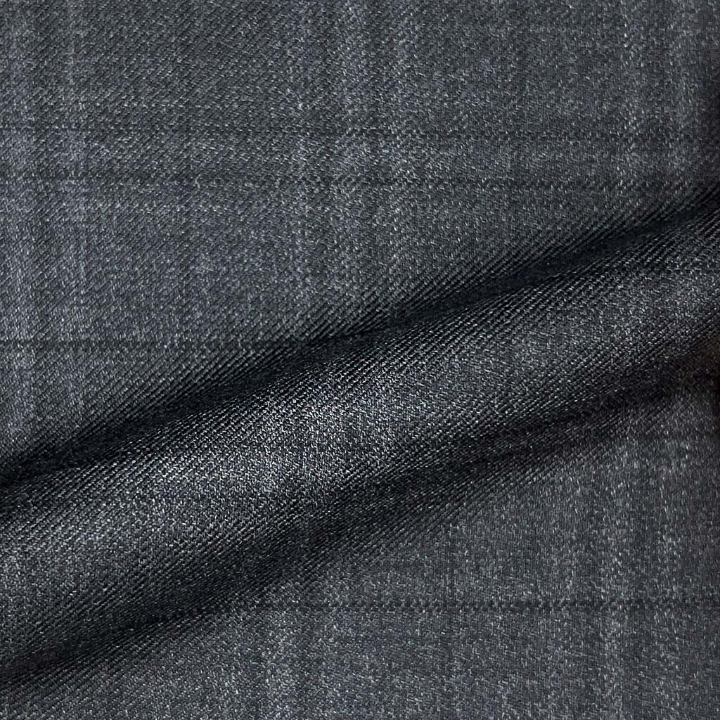 Loro Piana Four Seasons Super 130's Wool Westwood Hart Online Custom Hand Tailor Suits Sportcoats Trousers Waistcoats Overcoats Made To Measure Formalwear Tuxedo Dark Grey Windowpane