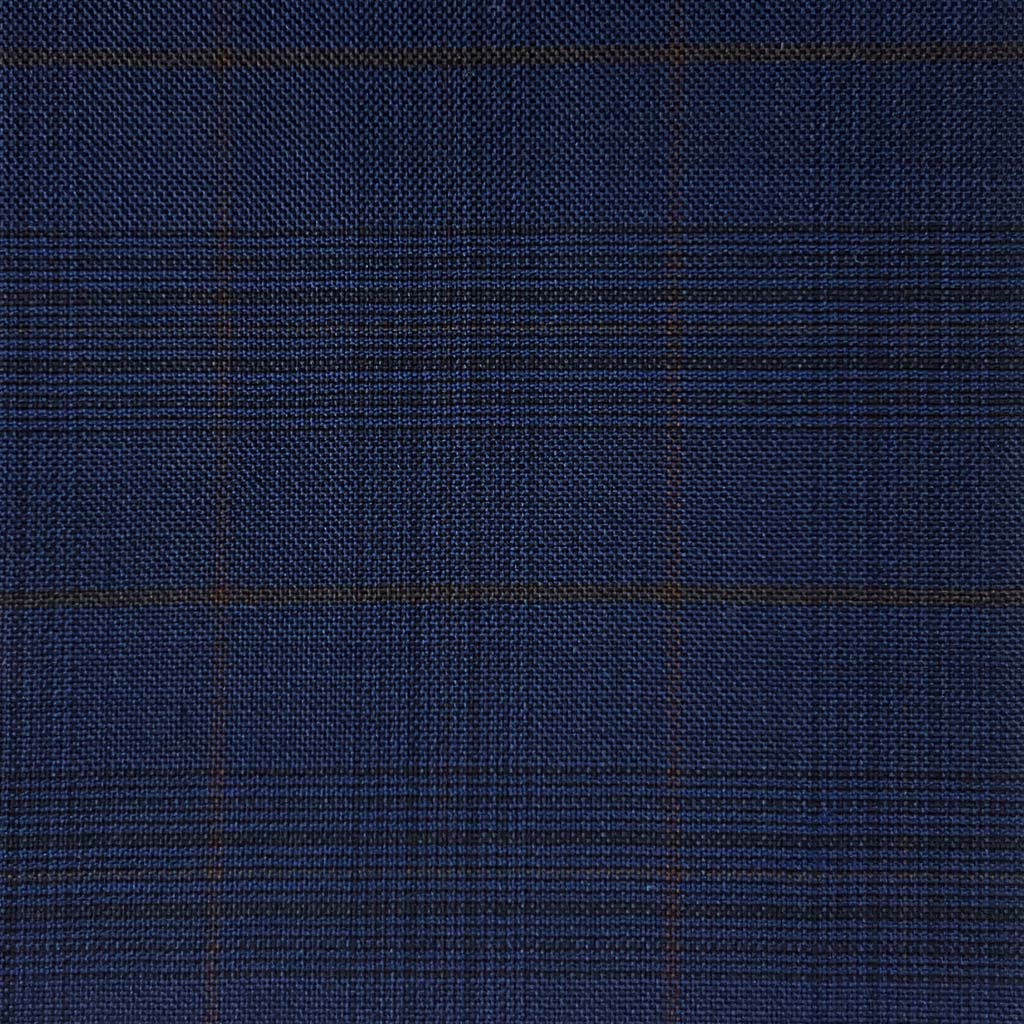 Lanifico Cerruti Nobility Super 150's Virgin Wool Westwood Hart Online Custom Hand Tailor Suits Sportcoats Trousers Waistcoats Overcoats Made To Measure Formalwear Tuxedo Navy Glen Plaid With Brown Windowpane