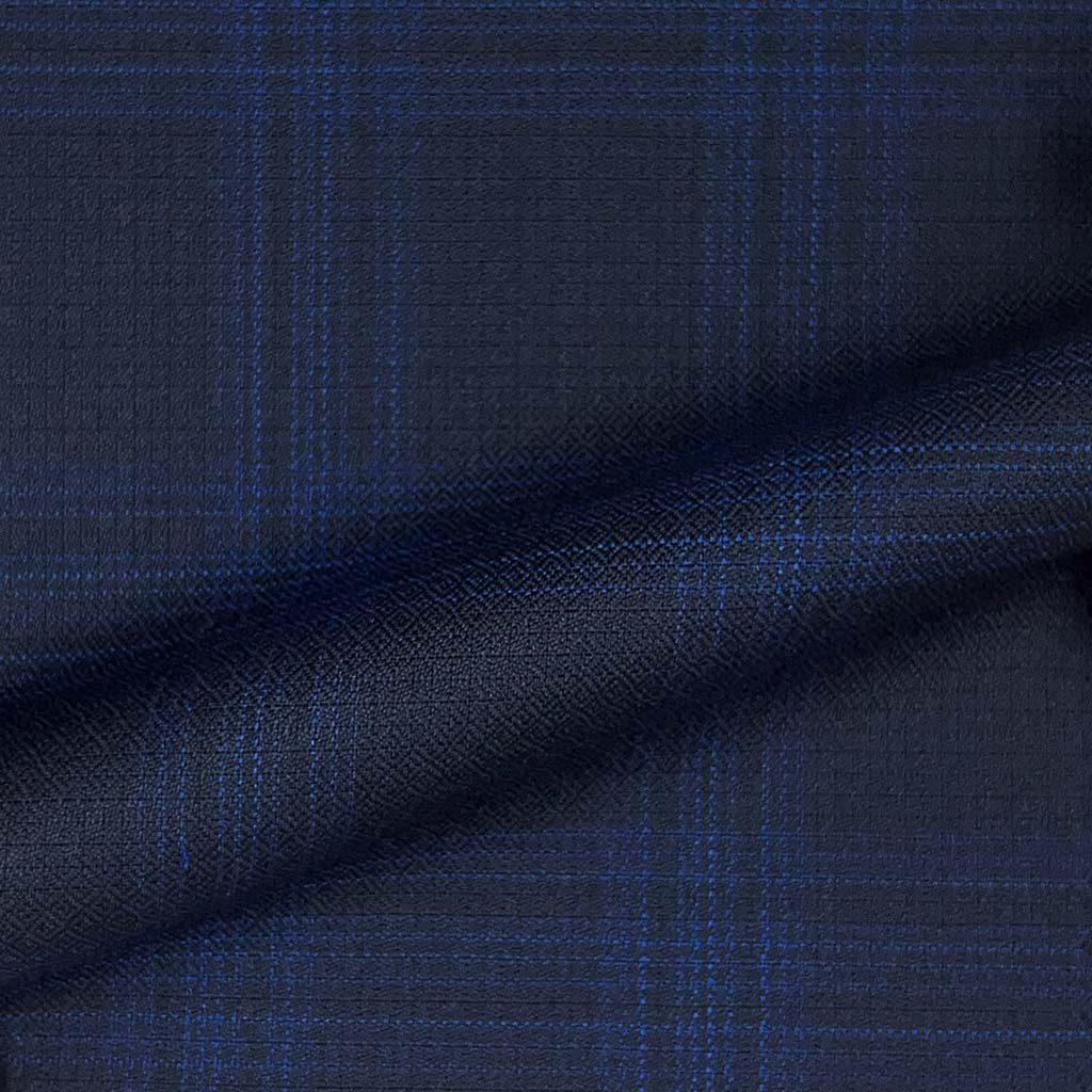 Lanifico Cerruti Nobility Super 150's Virgin Wool Westwood Hart Online Custom Hand Tailor Suits Sportcoats Trousers Waistcoats Overcoats Made To Measure Formalwear Tuxedo Midnight Blue Plaid