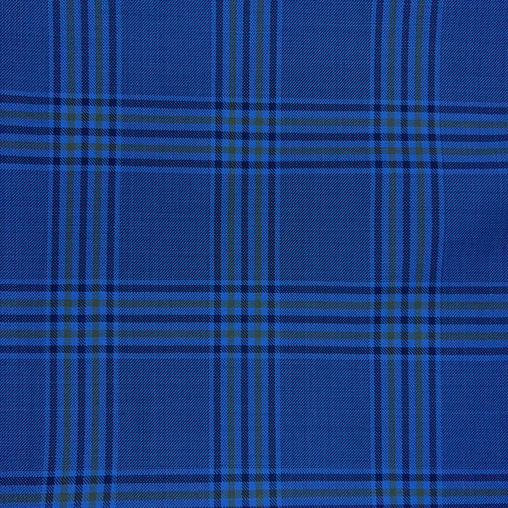 Westwood Hart Online Custom Hand Tailor Suits Sportcoats Trousers Waistcoats Overcoats Cobalt Blue Grid Check