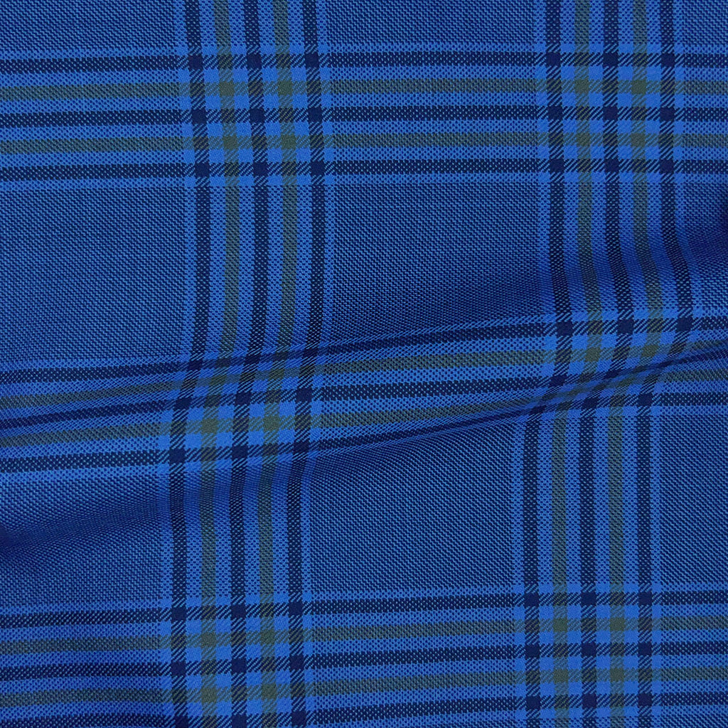 Westwood Hart Online Custom Hand Tailor Suits Sportcoats Trousers Waistcoats Overcoats Cobalt Blue Grid Check